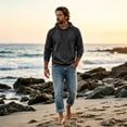 thumbnail image 4 of Domuza Hoodie for Mens Classic Solid Color Long Sleeve Hoodies Casual Drawstring Lightweight Thin Fleece Hoodie Pullover with Pocket, 4 of 7