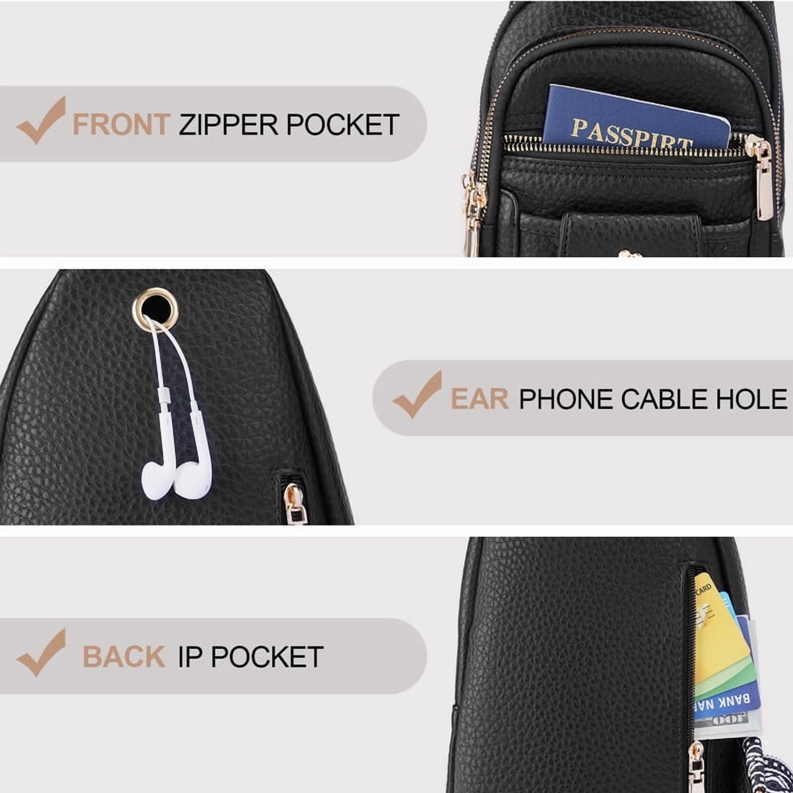 GAEKEAO Sling Bag Crossbody Bags for Women Vegan Leather Fanny Pack Chest Travel Anti Theft Purse Shoulder Bag handbags Gifts