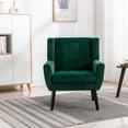 thumbnail image 2 of Soft Velvet Armchair Sofa, Velvet Upholstered Accent Chair with Black Legs and Armrest, Ergonomics Design Chair for Living Room Bedroom Indoor Home, Retro Green, 2 of 7