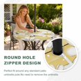 thumbnail image 4 of Round Outdoor Tablecloth with Umbrella Hole and Zipper, White Daisy Farmhouse Tablecloth with Elastic Waterproof, Garden Floral Bees Yellow Wooden Patio Table Covers for 45" - 54" Picnic Pool Tables, 4 of 9