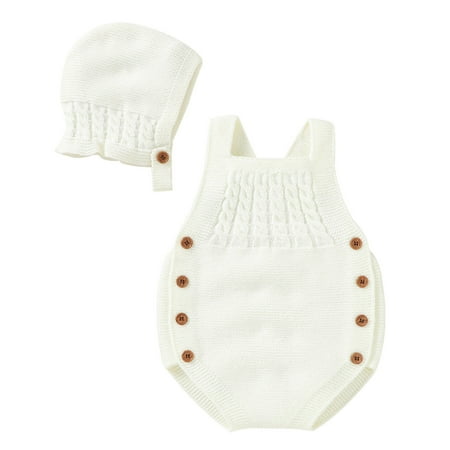 

Autumn Casual Kids Pullovers Sweater Baby Knit Romper Cotton Sleeveless Boy Girl Sweater Clothes Baby Bodysuit With Cute Hat Cap Set