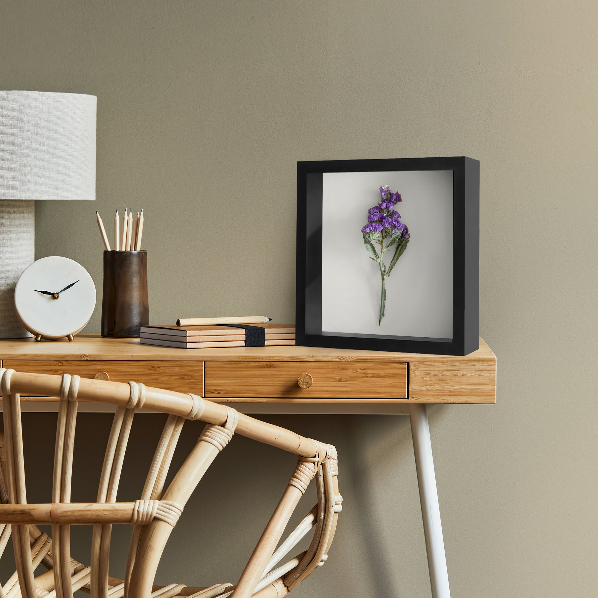 Americanflat 11" x 11"Shadow Box Frame with Shatter-Resistant Glass - Large Shadow Box Display Case for Tabletop and Wall Display - Black