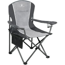 Alpha Joy Camping Chair Oversized Portable Folding Chair Heavy-Duty Steel Frame Support 350 LBS, Black Grey