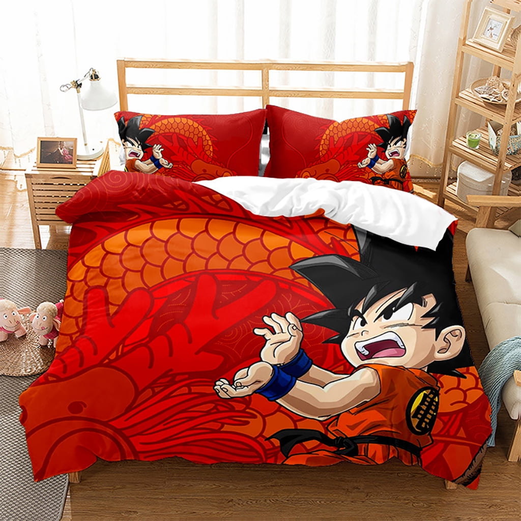 New Dragon Ball Z Bedding Bed Set Full Queen Goku Saiyan Vegeta Action Figures Printed Duvet Cover + 2 Pillowcases - Walmart.com