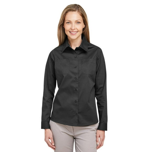 Harriton M585LW Ladies' Advantage IL Long-Sleeve Workshirt - DARK CHARCOAL - 3XL