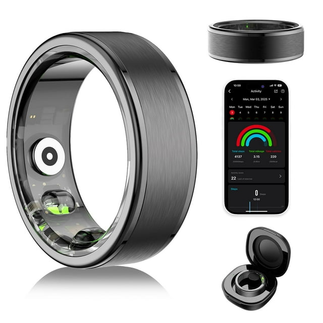Rastreador de actividad física Smart Ring Domhong, frecuencia cardíaca y oxígeno en sangre