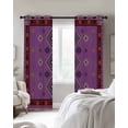 thumbnail image 2 of Purple Boho Black Out Curtains 72 Inch Long, Light Blocking Drapes with Black Liner, Country Abstract Geometric Ethnic Aesthetic Thermal Blackout Curtains for Bedroom Living Room 52"x72" 2 Panels, 2 of 8