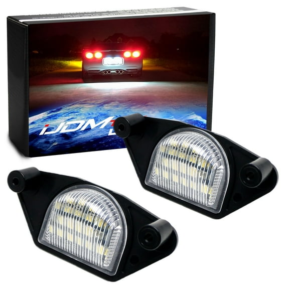 OEM-Fit 18-SMD Full LED License Plate Light Kit For Chevrolet 1984-2013 Corvette, 2000-2005 Impala, 1982-1996 S10, etc, Replace OEM Incandescent Lamps