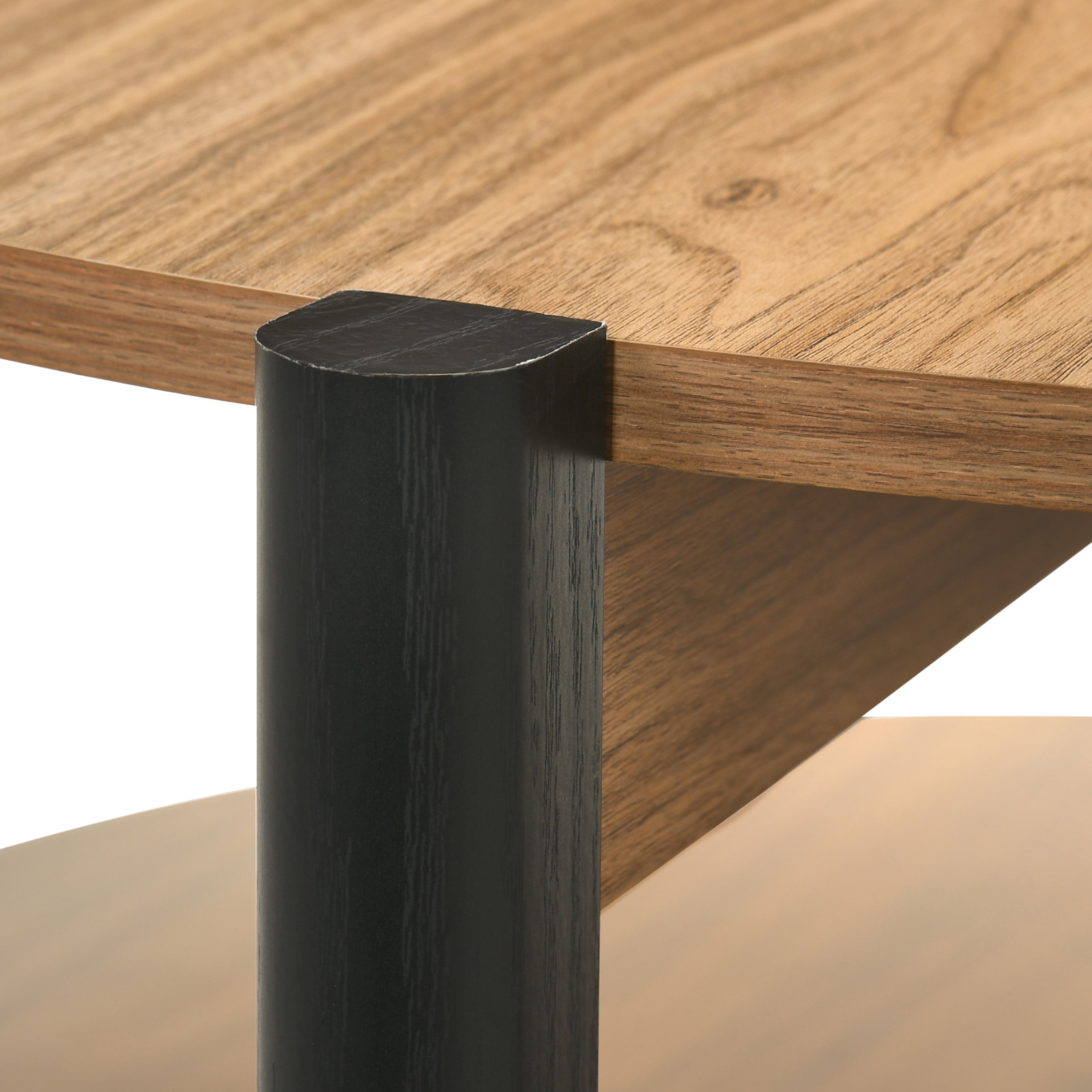 Furniture of America Afra Modern Wood Round Coffee Table with Open Bottom Shelf, Walnut