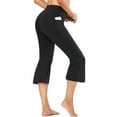 thumbnail image 2 of Taqqpue Flare Yoga Pants with Pockets for Women Pure Color High Waist Pocket Sports Fitness Yoga Wide Leg Capris Pants Crossover Workout Pants Bootcut Yoga Leggings, 2 of 7