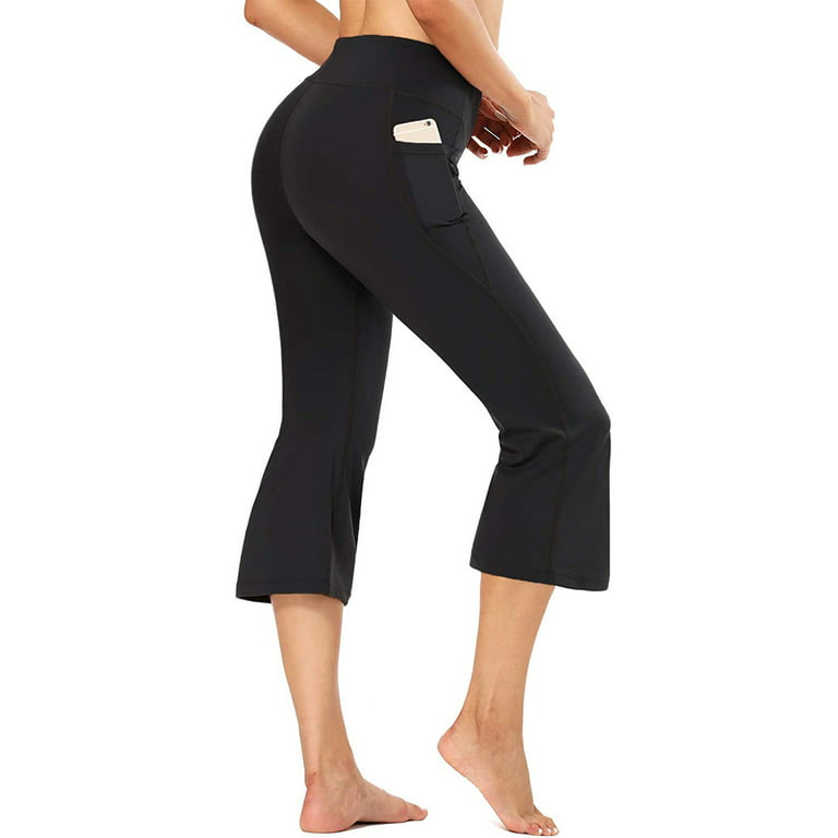 Taqqpue Flare Yoga Pants with Pockets for Women Pure Color High Waist  Pocket Sports Fitness Yoga Wide Leg Capris Pants Crossover Workout Pants  Bootcut