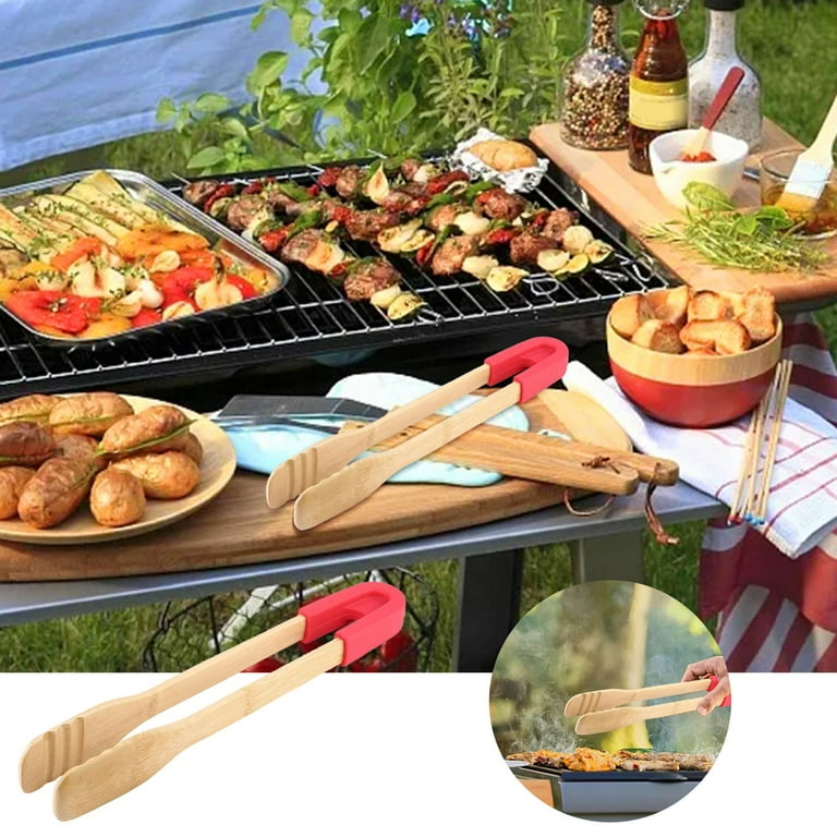 Piwvid Wooden Food Clip Bread Barbecue Clip Buffet Clip Silicone