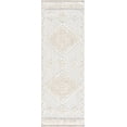 thumbnail image 2 of Hauteloom Rosales Farmhouse Living Room Bedroom Modern Moroccan Medallion Runner Rug - Soft Shaggy High Low Carpet - High Pile - Bohemian, Boho - White, Beige, Cream - 2'7" x 7'3", 2 of 19