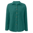 thumbnail image 5 of YDFCWXW Women Fashion Fall Outfits Corduroy Shirts with Pockets Casual Long Sleeve Button Down Blouse Tops Green, XXL, 5 of 6