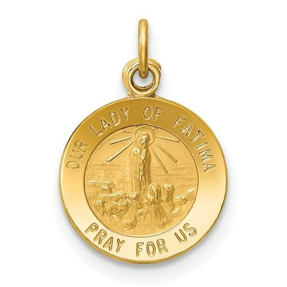 Finest Gold 14K Yellow Gold Our Lady of Fatima Medal Charm