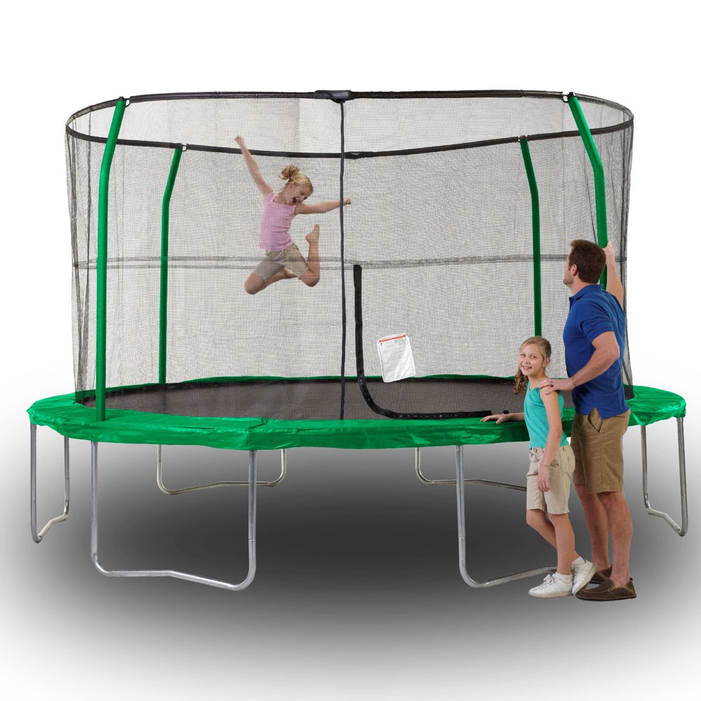 JumpKing Advanced 14' Trampoline, with Enclosure, Green