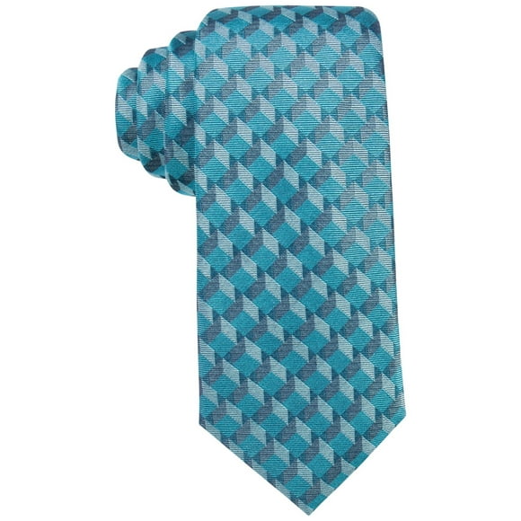 Alfani Mens Moore Geo Auto-Attaché Cravate, Bleu, Taille Unique