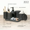thumbnail image 3 of Black Stone Bathroom Accessories Set 6 Pieces - Toothbrush Holder Lotion Dispenser Qtip Container Vanity Tray Tumbler - Countertop Organizer for Bathrooms - Elegant and Functional Decor Set, 3 of 10