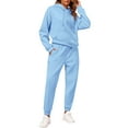 thumbnail image 4 of Huankd Women's Fleece Tracksuit 2 Piece Lounge Set Oversized Hoodie Sweatshirt and Comfortable Joggers Fall Fashion Outfit Light Blue S, 4 of 6