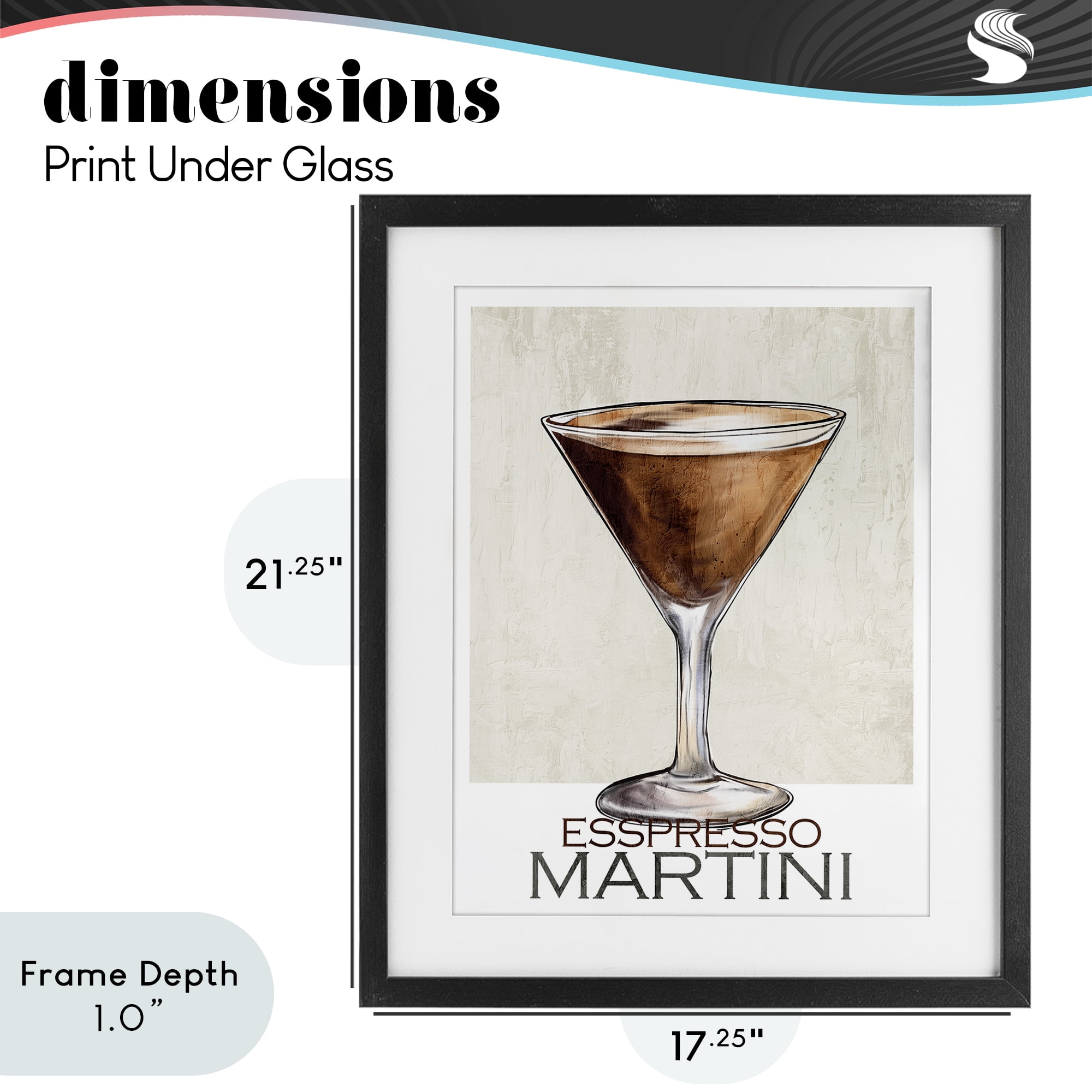 Stupell Industries Sophisticated Espresso Martini Black Framed Print Under Glass, design by Kim Allen