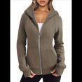thumbnail image 1 of Sudaderas con Capucha y Cremallera para Mujer, Chaquetas de Forro , Sudaderas de Gran Tamaño, Conjuntos de Moda de Otoño, Suéteres, Ropa de Invierno. Color Café L, 1 of 10