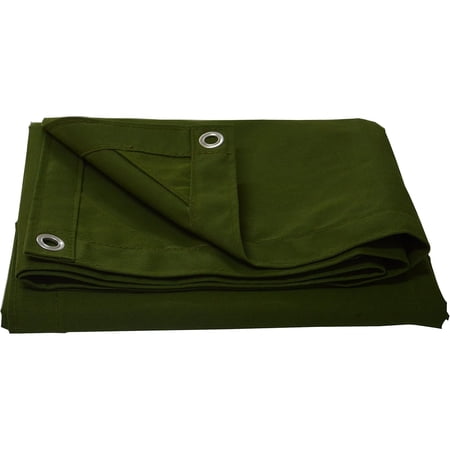 Finished Size 10x12 Feet Canvas Tarp with Rustproof Grommets Heavy Duty Multipurpose Tarpaulin Cover for Canopy Tent Roof Camping Woodpile