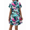 thumbnail image 2 of Womens Summer Shirt Dress Short Sleeve Floral Shift Dress Casual Loose Flowy Beach Sundress Green XXL, 2 of 9