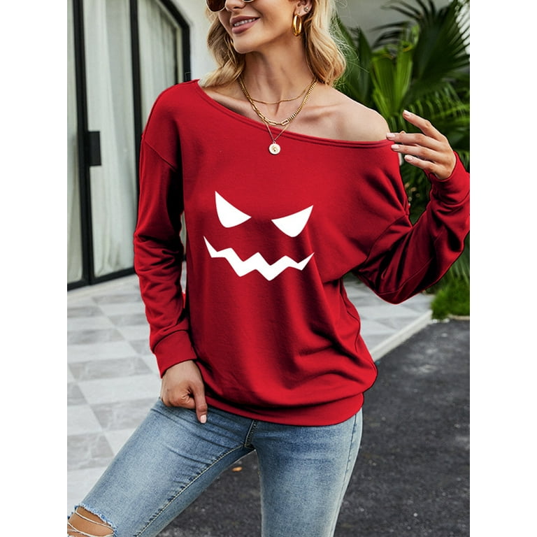 Off the shoulder halloween sweatshirt sale