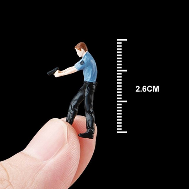 thinsony 4 Pieces 1/64 Cops Figure Model Movie Props Micro Landscape Miniature Scenes