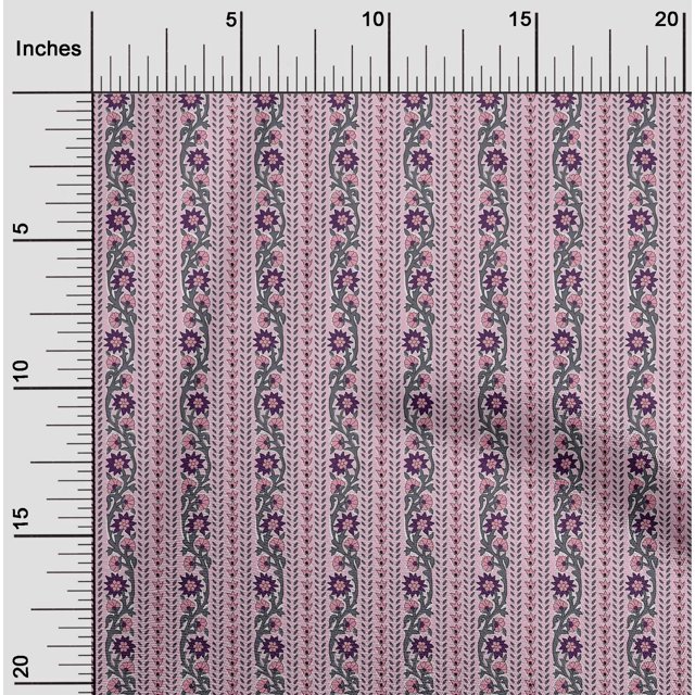 oneOone Cotton Poplin Fabric Leaves & Floral Block Print Sewing Fabric BTY 56 Inch Wide