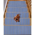 thumbnail image 2 of White Striped Stair Treads Non Slip for Steps Simple Blue Stripes Vintage Linen 4 Pcs Reusable Adhesive Stair Runner Mats for Dogs Elders Carpet Treads Rugs for Staircase 8x30 In, 2 of 7