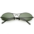 thumbnail image 1 of True Vintage Oval Sunglasses Thin Metal Arms Double Nose Bridge 57mm (Black / Green), 1 of 4