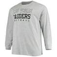 thumbnail image 2 of Men's Fanatics Branded Heathered Gray Las Vegas Raiders Big & Tall Practice Long Sleeve T-Shirt, 2 of 3