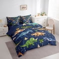 thumbnail image 3 of Homewish Kawaii Dino Dinosaur 7-Piece Twin Bedding Sets,Ancient Animal Bedding Comforter Set,Green Brown Deepblue Sheet Sets For Boys Child,Ultra Soft Home Decor Reversible, 3 of 8