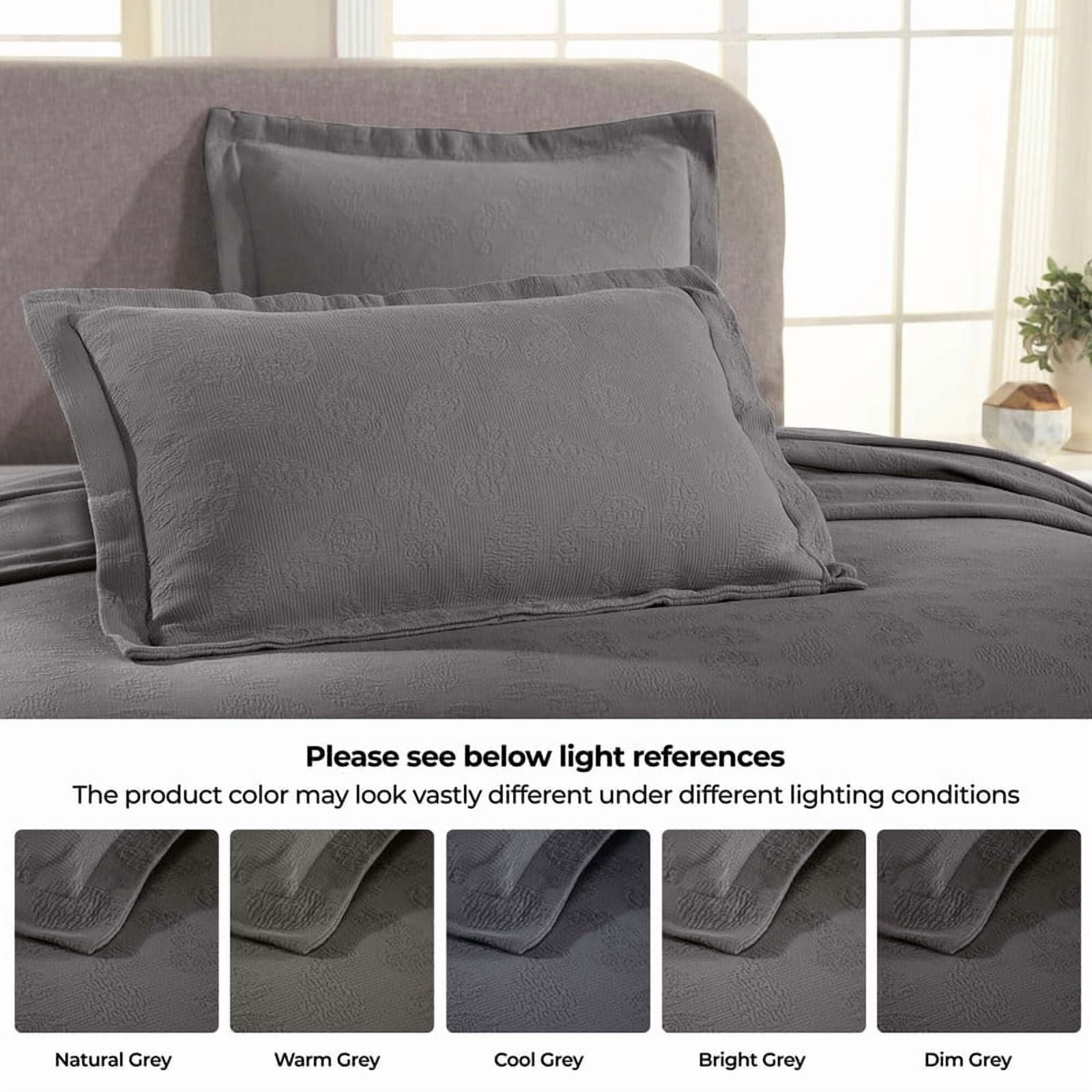 Supeior Paisley Cotton Decorative 3-Piece Bedspread Set, All Season Breathable Bedspreads, King, Grey