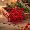 thumbnail image 5 of Velvet Christmas Tree Ornaments, Shatterproof Flocked Christmas Decorations, Burgundy Flower Shaped for Xmas Holiday Home Party Decor(C), 5 of 7