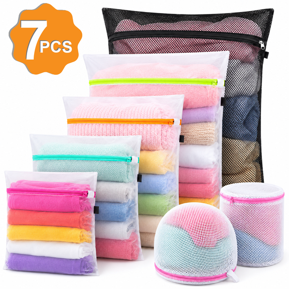 NIUTA® Mesh Laundry Bags, 7 Pack Laundry Bags Mesh Wash Bags for Delicates, Zippered Laundry Bag Mesh Set in Assorted Sizes for Lingerie, Bras, Underwear, Baby Clothes, Washing Machine & Travel