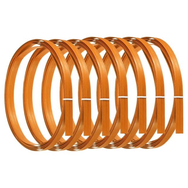 Tiras de Bambú para Tejer 7/16" x 10 Pies de Mimbre Plano, Naranja, Paquete de 7