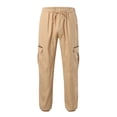 thumbnail image 4 of toraway Men's Pants Stretchy Mens Cotton Casual Pants Solid Color Comfortable Drawstring Pocket Color Matching Design Overalls Pants Pants Casual Pants M, 4 of 4