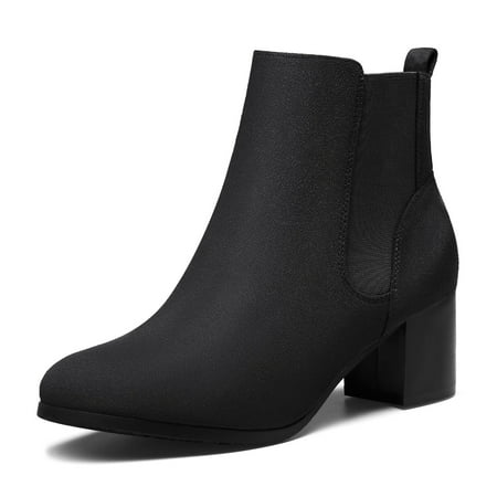 

Women s Ankle Boots Elastic Gore Chelsea Chunky Middle Block Heel Booties USA