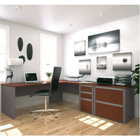 Bestar Connexion L-Shaped Workstation with Lateral File, Multiple Colors