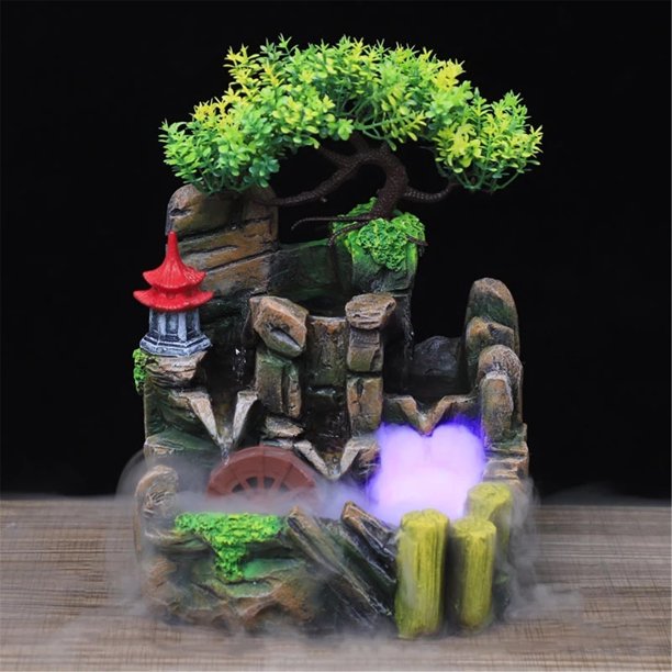 Gwong Decoración hogareña Resina LED Rockery Cascada Fuente de la Casa Simulación de la Casa Modelo de Montaña Decoración Gwong 21054881