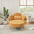 thumbnail image 4 of Small sofa with Ottoman,Corduroy Upholstered Accent Chair with Half Moon Storage Ottoman for Living Room,Bedroom,Yellow, 4 of 7