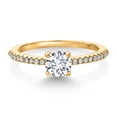 thumbnail image 4 of Gem Stone King 18K Yellow Gold Plated Silver White Lab Grown Diamond Engagement Wedding Anniversary Ring for Women (0.59 Cttw, Round 5MM, Available in Size 5, 6, 7, 8, 9), 4 of 7
