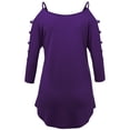 thumbnail image 3 of Made by Johnny Women's 3/4 Sleeve Hollowed Out Shoulder Top XXL DARK_PURPLE, 3 of 6