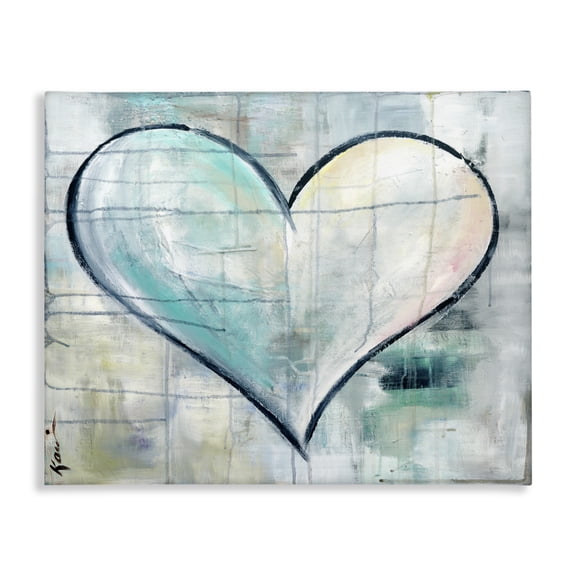 Stupell Industries Modern Graffiti Blue Heart Canvas Art, 20 x 16, by Kami Lerner