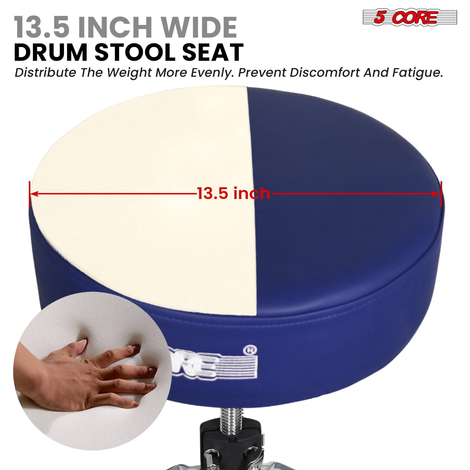 Drum Throne 4" Thick Padded Guitar Stool 441Lb Capacity 20-26' Adjustable Drummer Chair
