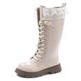 thumbnail image 5 of lnmuld Kids Boots Stylish Girls Ankle Boots with Decorative Lace Trim Cozy for Cold Weather Comfortable Everyday Wear Durable Sole Design Youth Footwear Ideal Winter Season Size:4-4.5 Years, 5 of 9