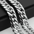 thumbnail image 3 of HEAVY Silver Cut Curb Cuban Link Chain 316L Stainless Steel Men's Necklace, 3 of 7