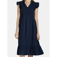 thumbnail image 4 of Time and Tru Women's and Women's Plus Double Cloth Midi Dress, Sizes XS-4X, 4 of 5